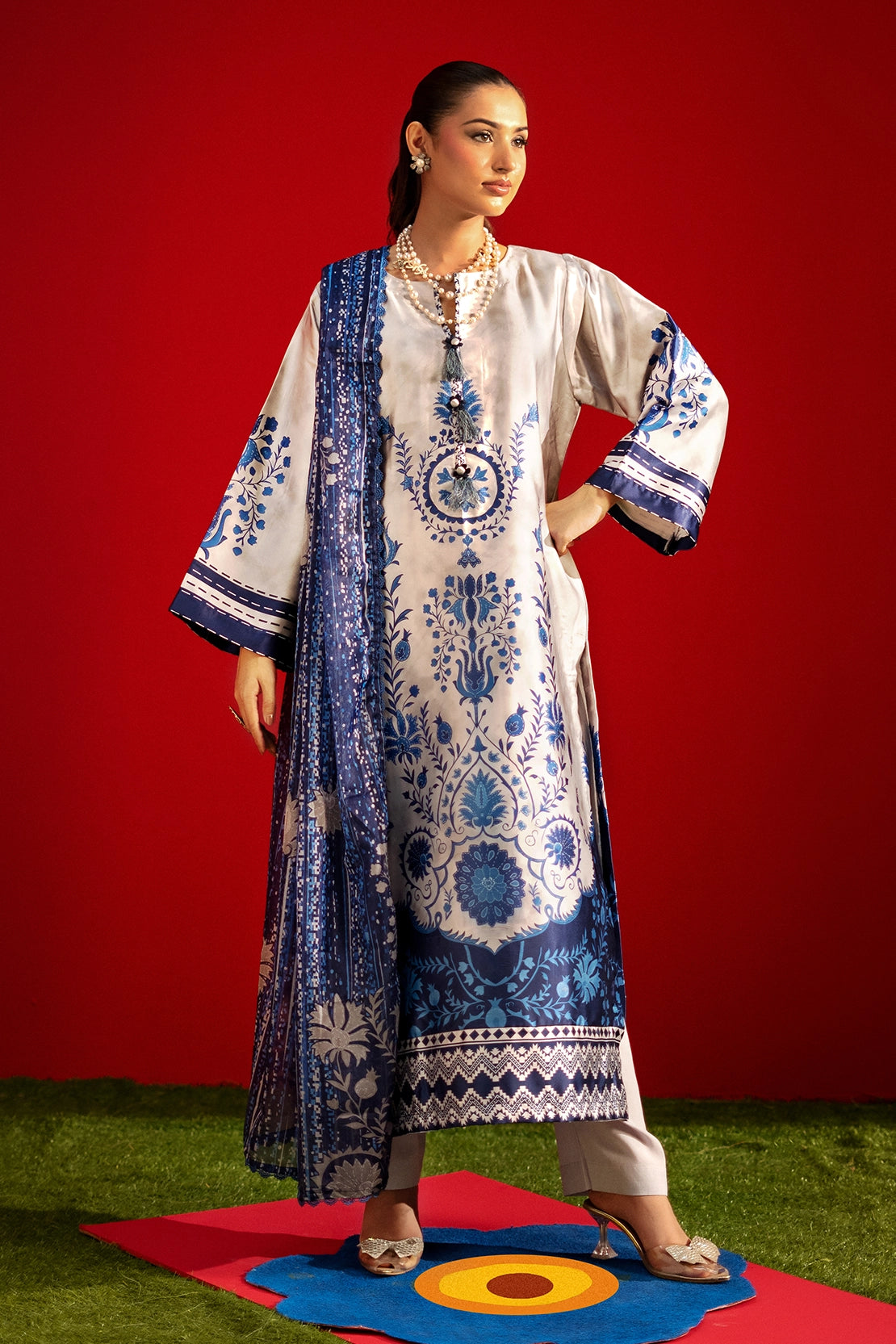 3 Piece - Digitally Printed Luxury Silk - 3909