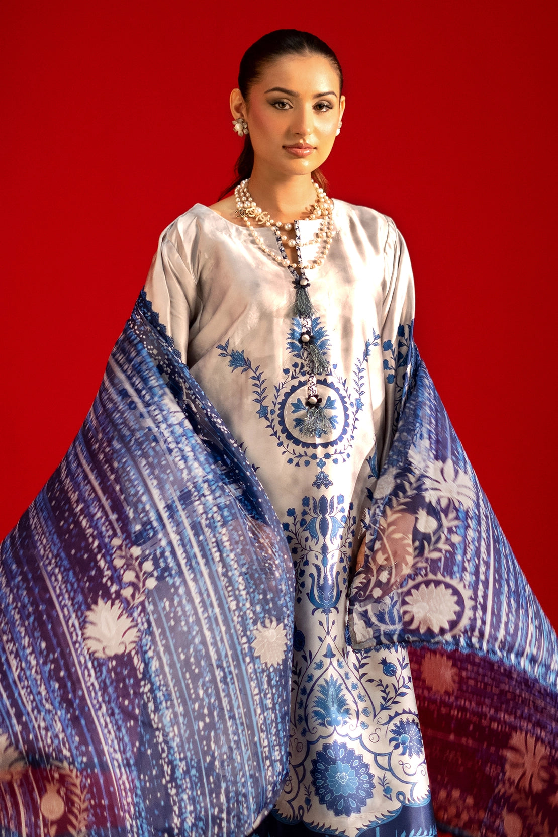 3 Piece - Digitally Printed Luxury Silk - 3909