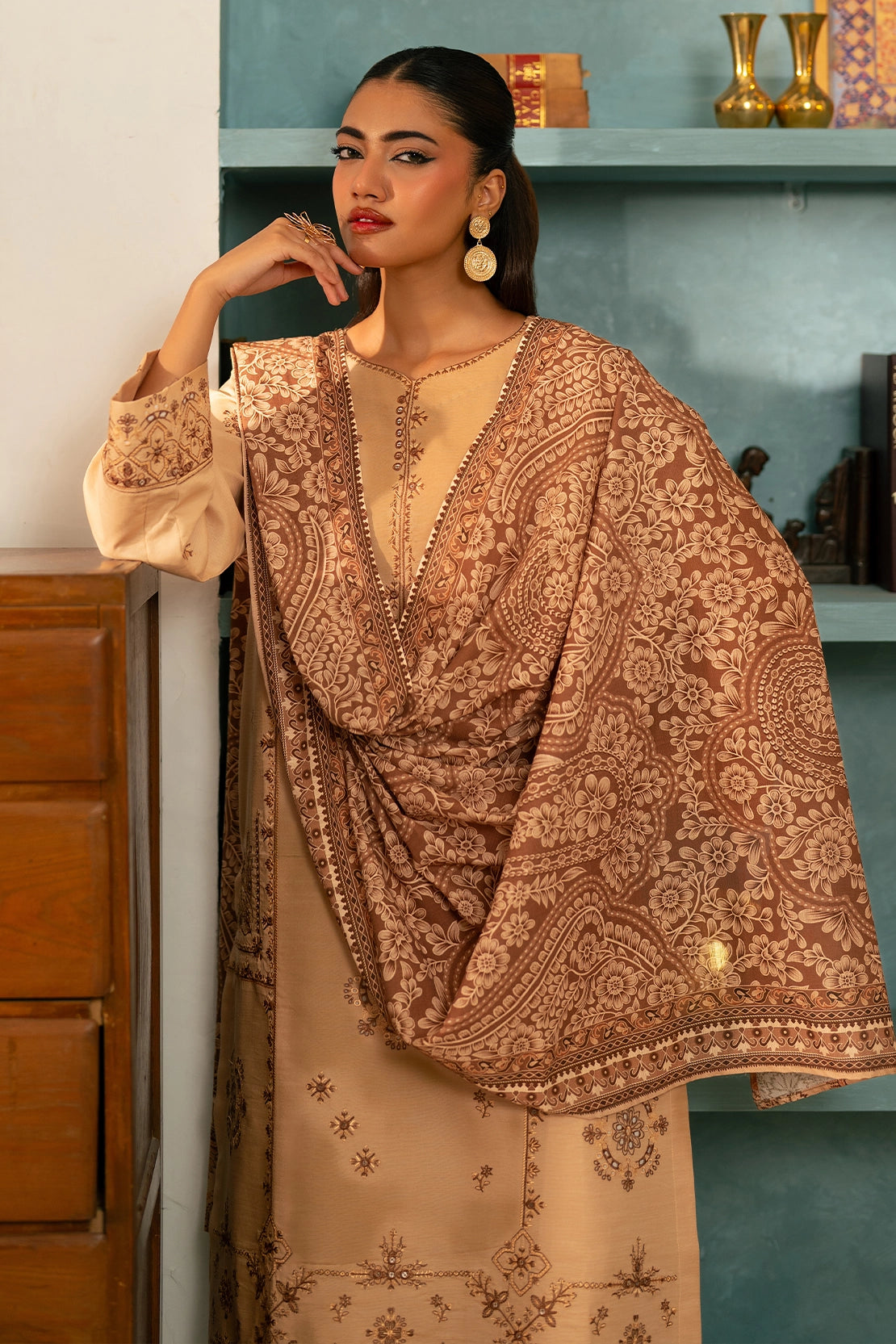 3 Piece - Embroidered Khaddar - 1032
