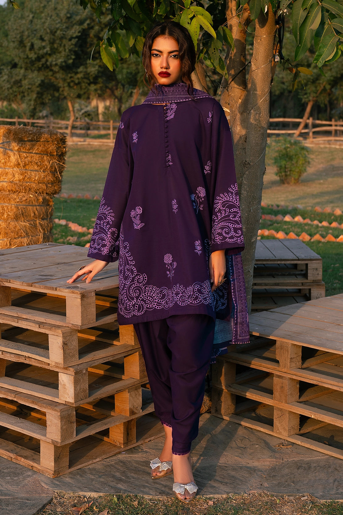 3 Piece - Embroidered  Khaddar - 1034