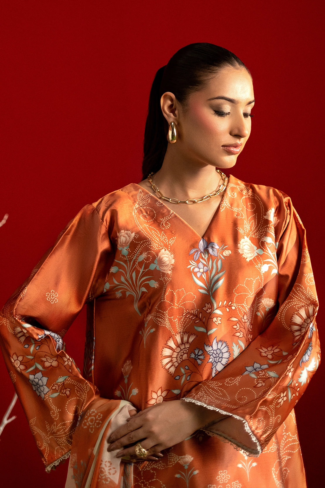 3 Piece - Digitally Printed Luxury Silk - 3910