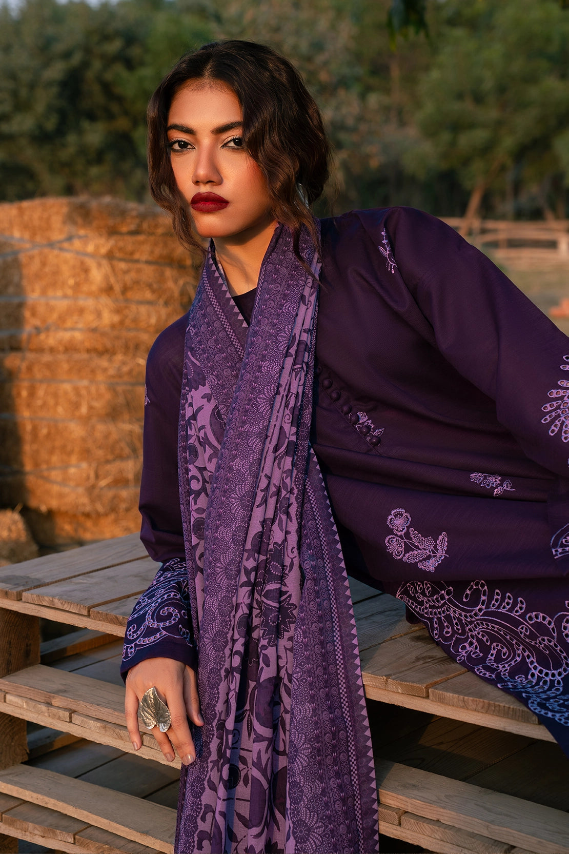 3 Piece - Embroidered  Khaddar - 1034