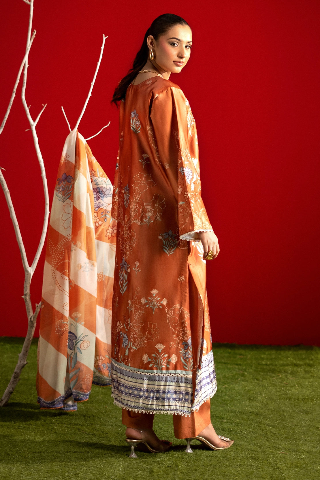 3 Piece - Digitally Printed Luxury Silk - 3910
