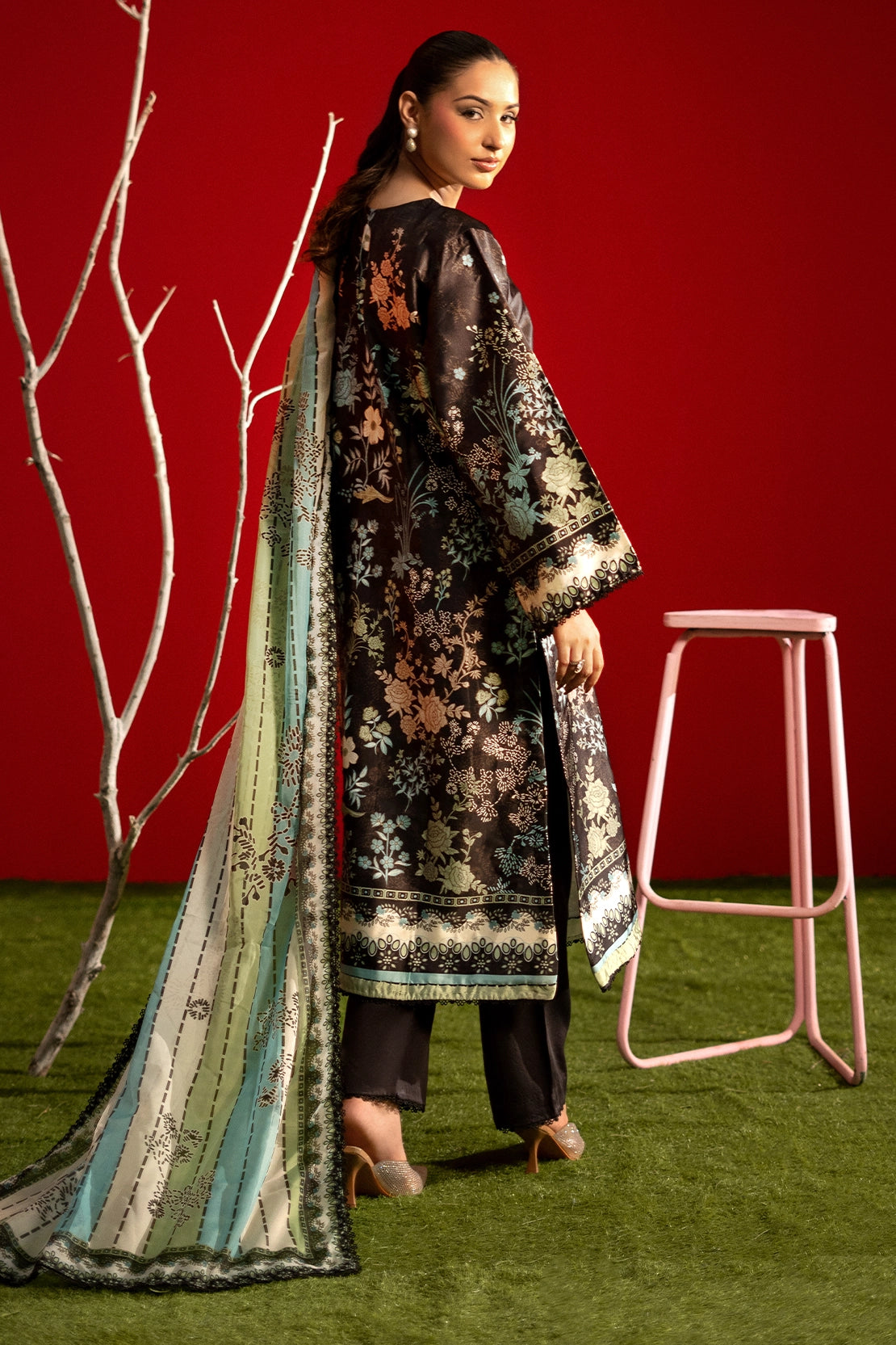 3 Piece - Digitally Printed Luxury Silk - 3908