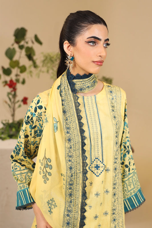 3 Piece - Premium Embroidered Lawn - 9125