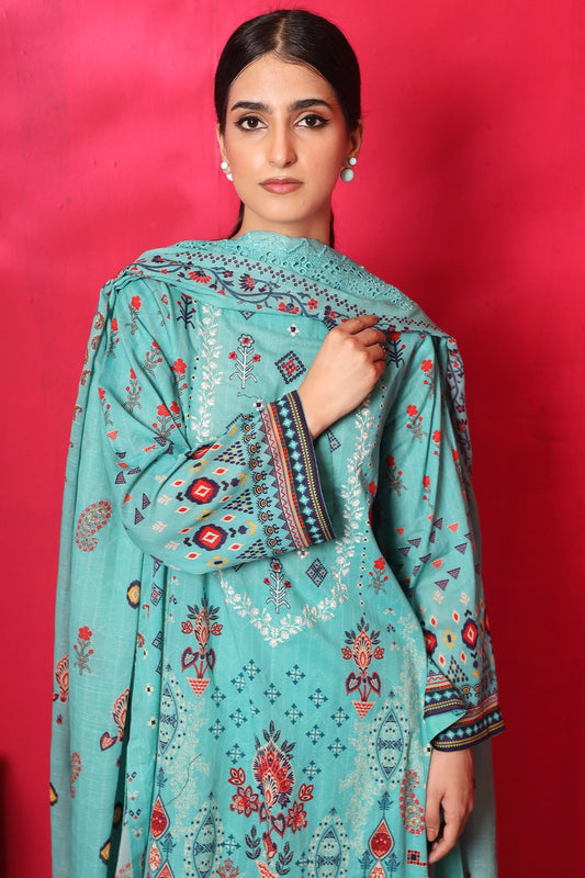 3 Piece - Premium Embroidered Lawn - 7770