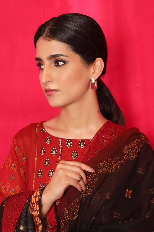 3 Piece - Premium Embroidered Lawn - 7776