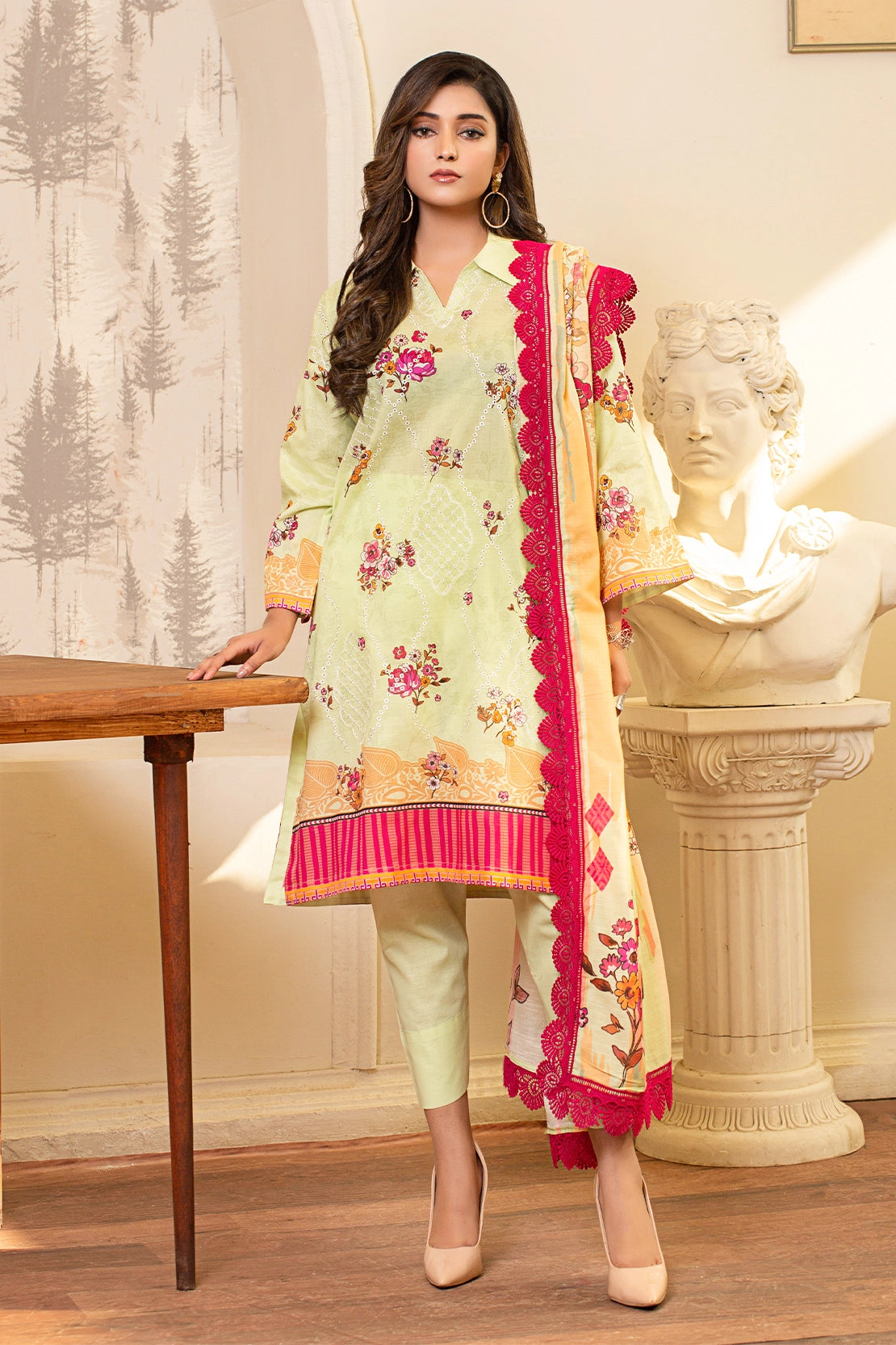 3 PIECE - PREMIUM EMBROIDERED LAWN - 9119