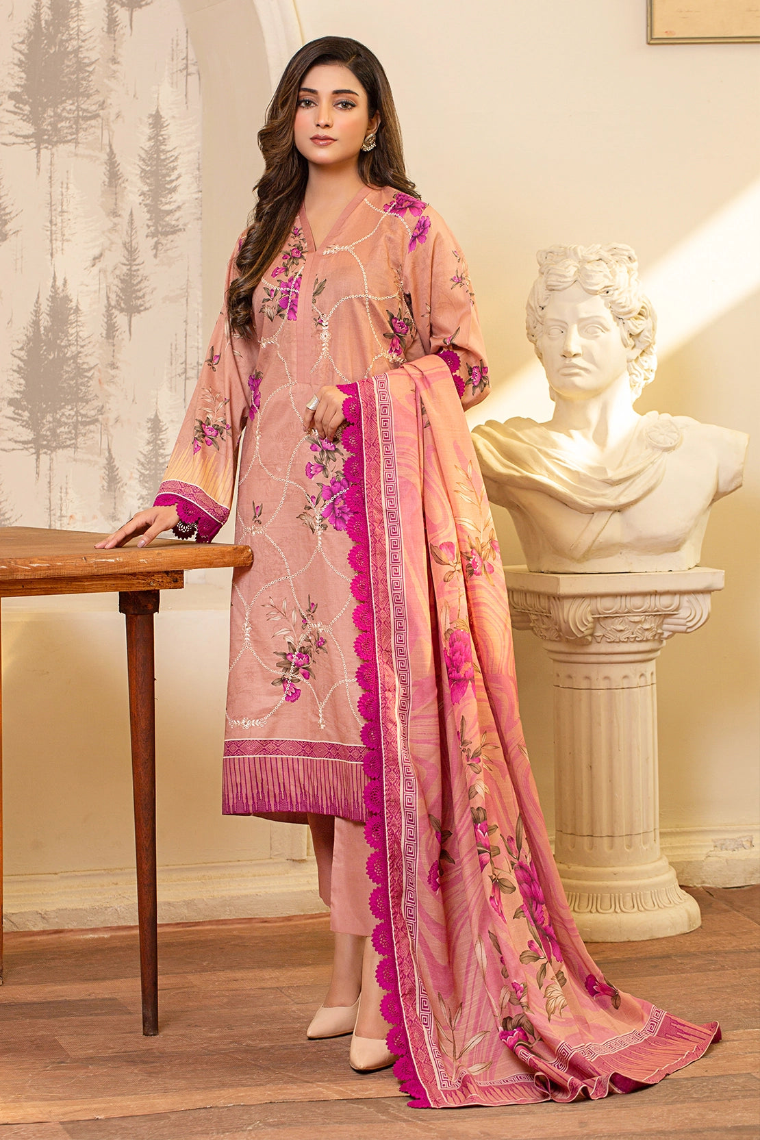 3 PIECE - PREMIUM EMBROIDERED LAWN - 9116