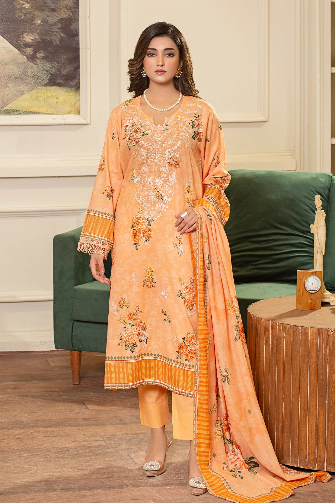 3 PIECE - PREMIUM EMBROIDERED LAWN - 9120