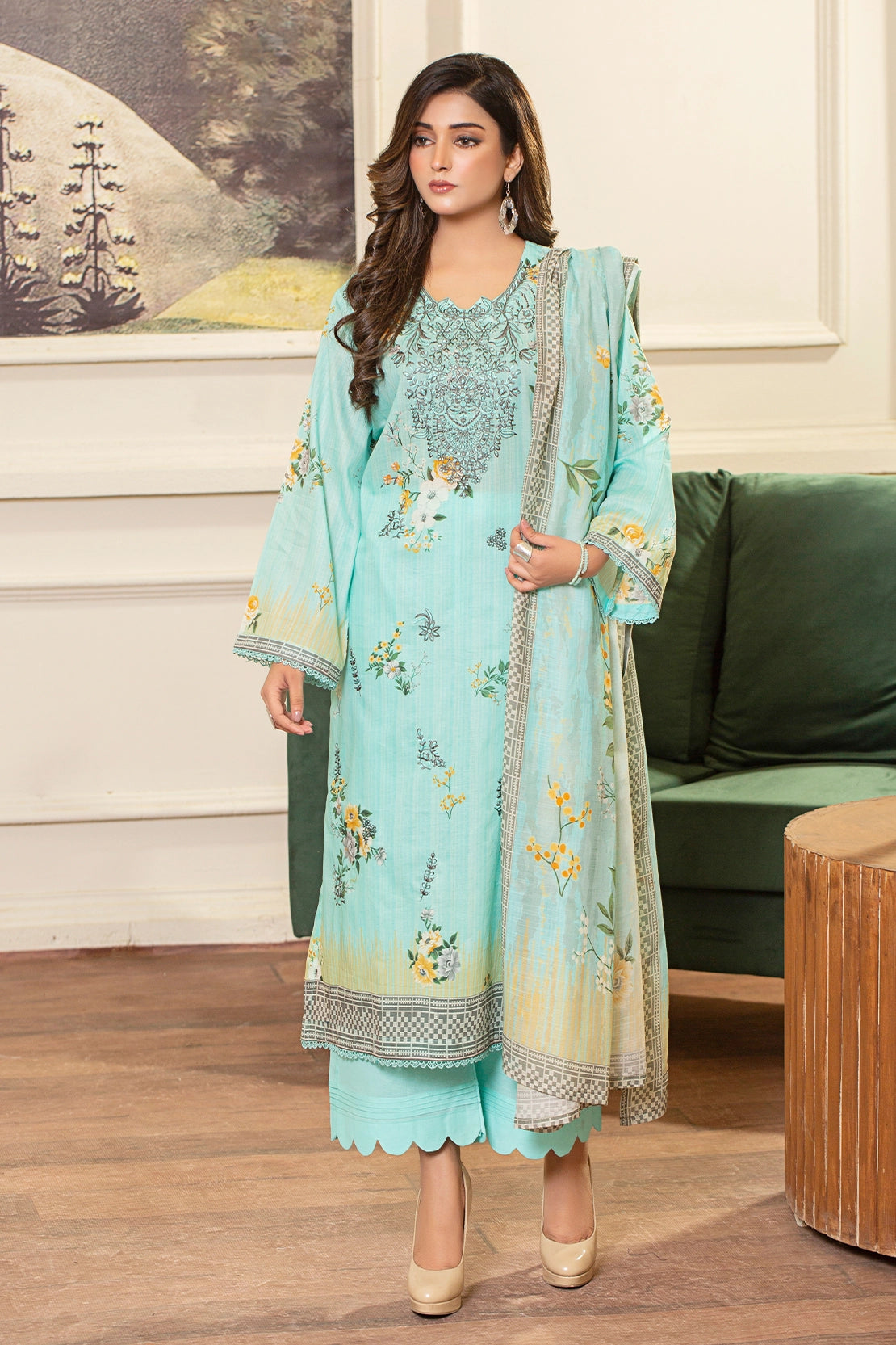 3 PIECE - PREMIUM EMBROIDERED LAWN - 9112