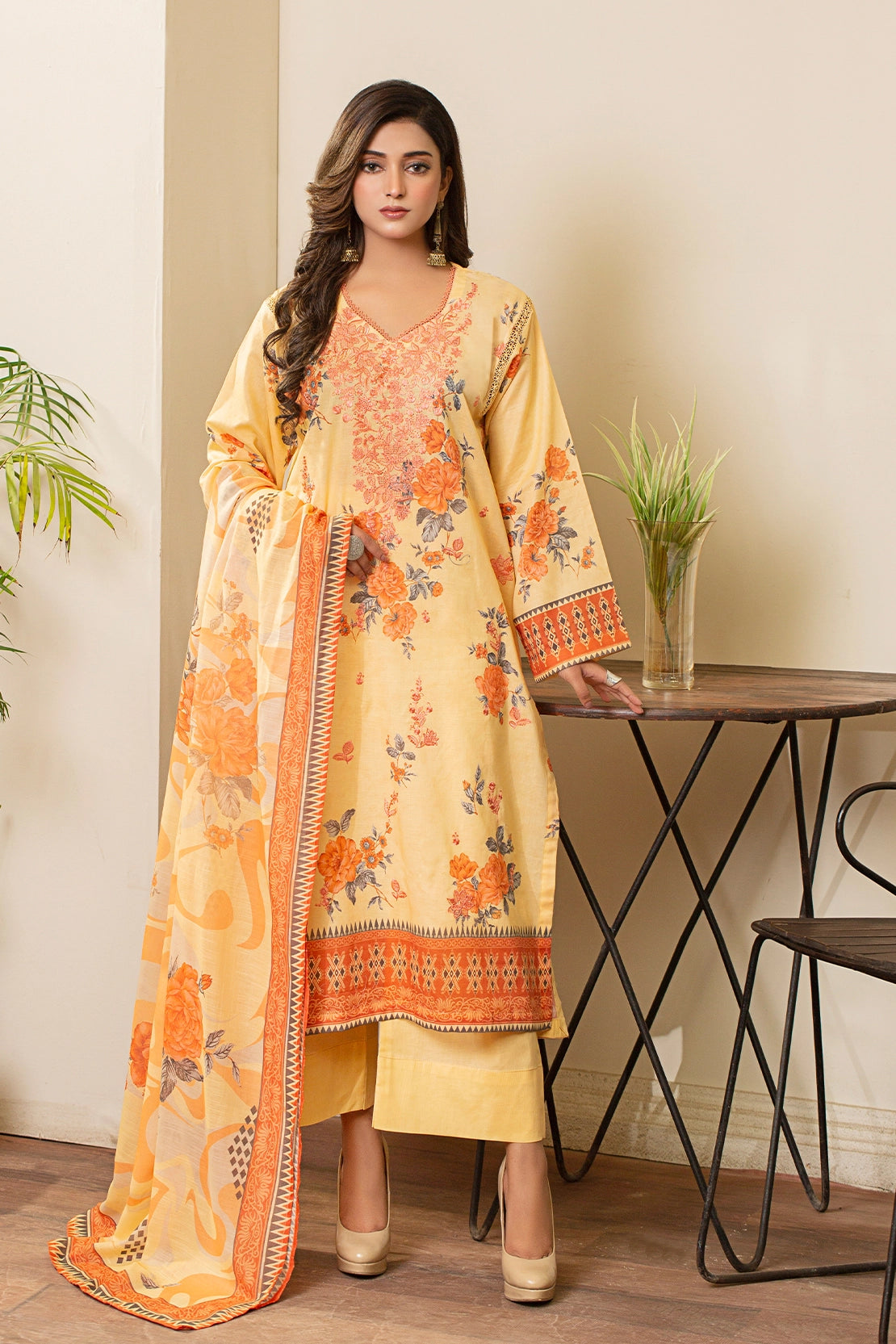 3 PIECE - PREMIUM EMBROIDERED LAWN - 9115