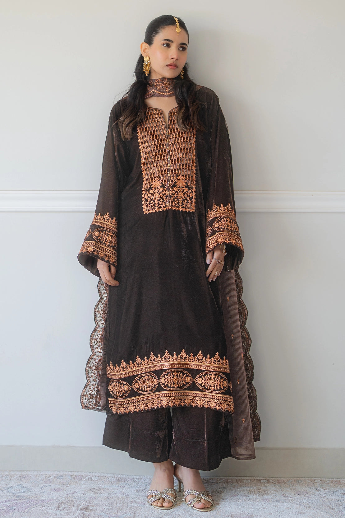 Stitched 3 Piece - Velvet - Cocoa