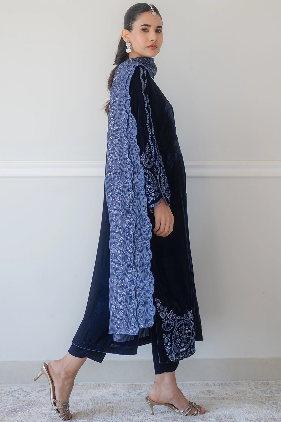 Stitched 3 Piece - Velvet - Midnight