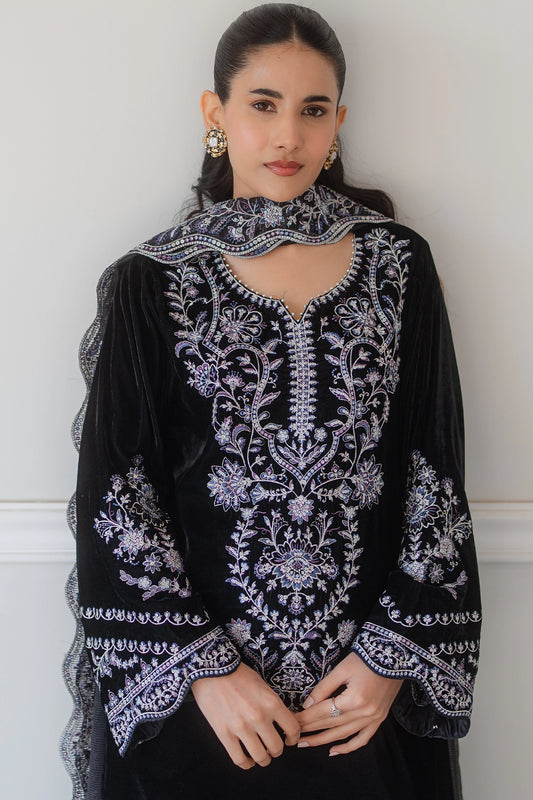 Stitched 3 Piece - Velvet - Noir