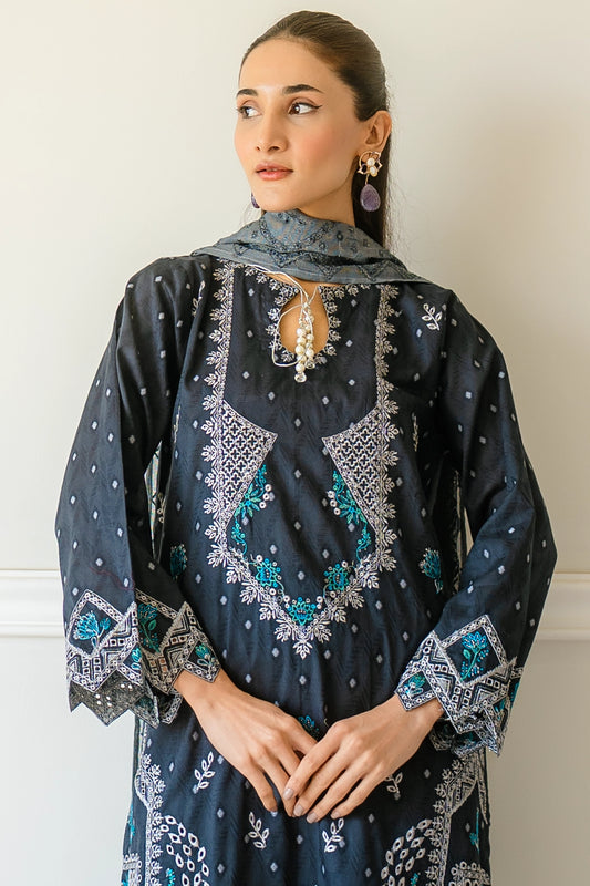 3 Piece - Premium Embroidered Jacquard Lawn - 5550