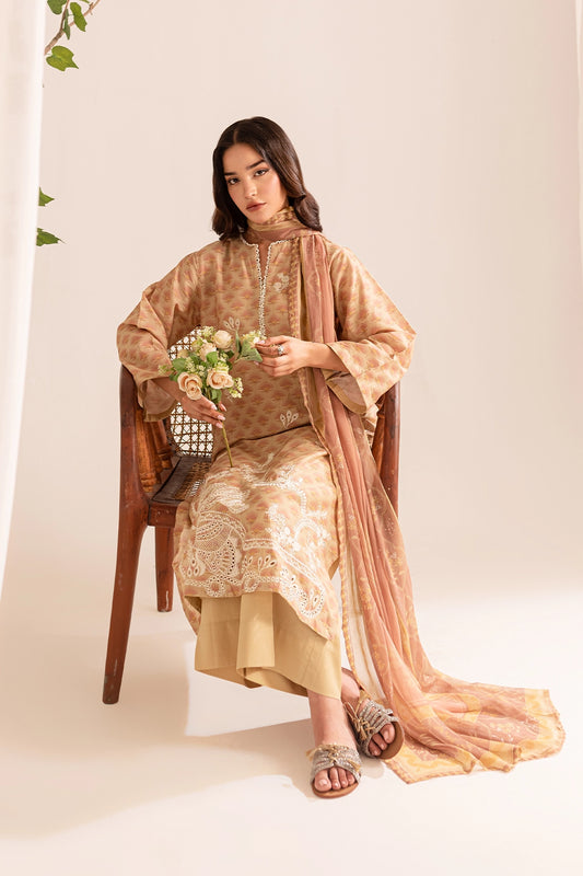 3 PIECE - PREMIUM EMBROIDERED LAWN - 9073