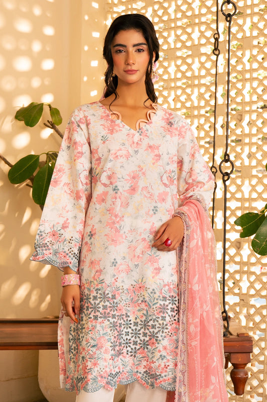 3 Piece - Premium Embroidered Lawn - 3721