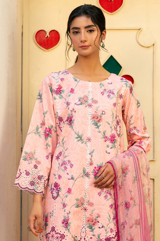3 Piece - Premium Embroidered Lawn - 3724