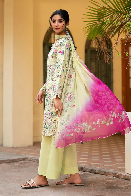 3 Piece - Premium Embroidered Lawn - 3727
