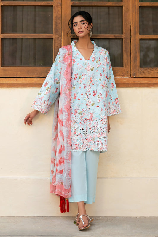 3 Piece - Premium Embroidered Lawn - 3728