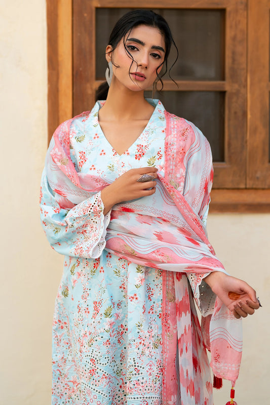 3 Piece - Premium Embroidered Lawn - 3728