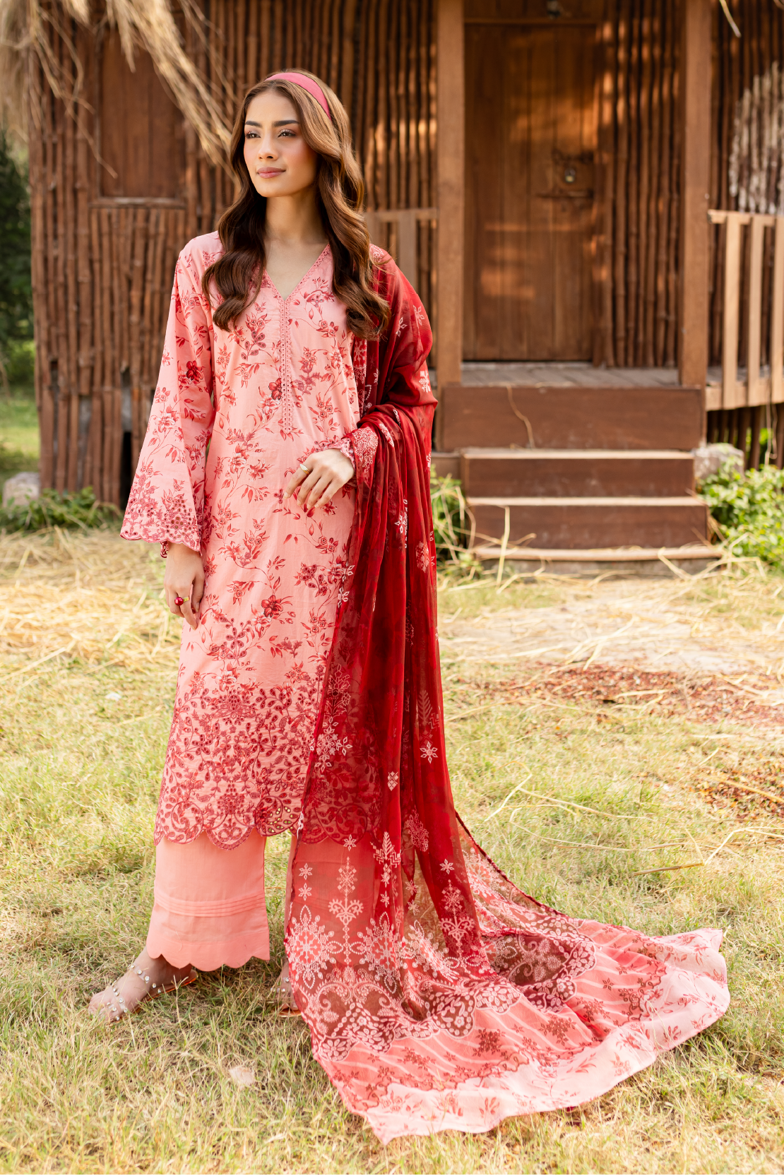 3 PIECE - PREMIUM EMBROIDERED LAWN - 9156