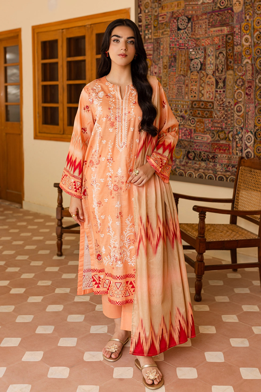 3 PIECE - PREMIUM EMBROIDERED LAWN - 012