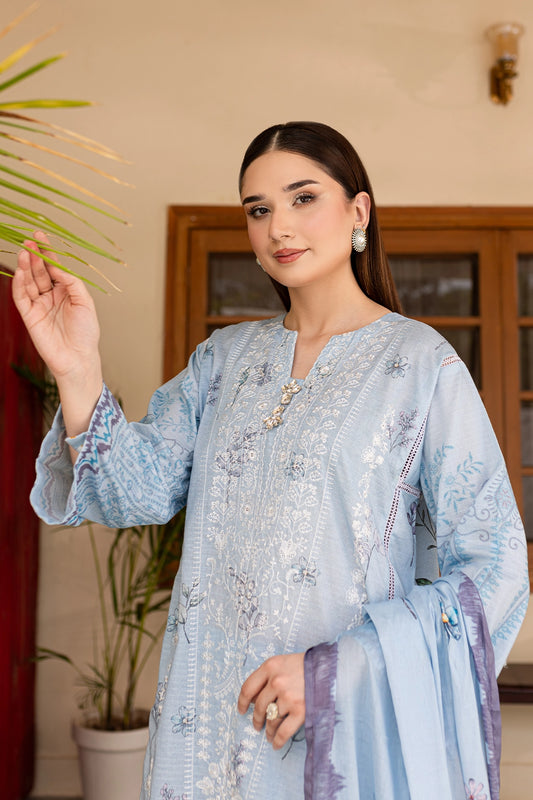 3 PIECE - PREMIUM EMBROIDERED LAWN - 013