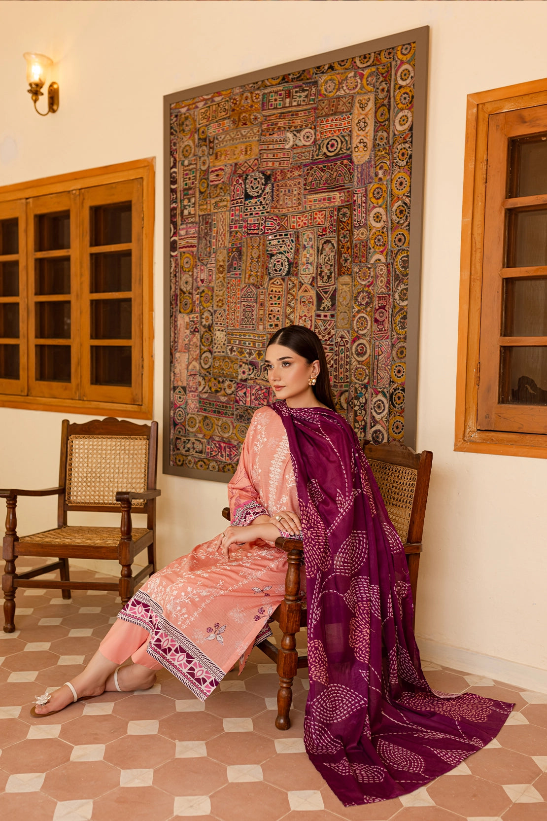 3 PIECE - PREMIUM EMBROIDERED LAWN - 015