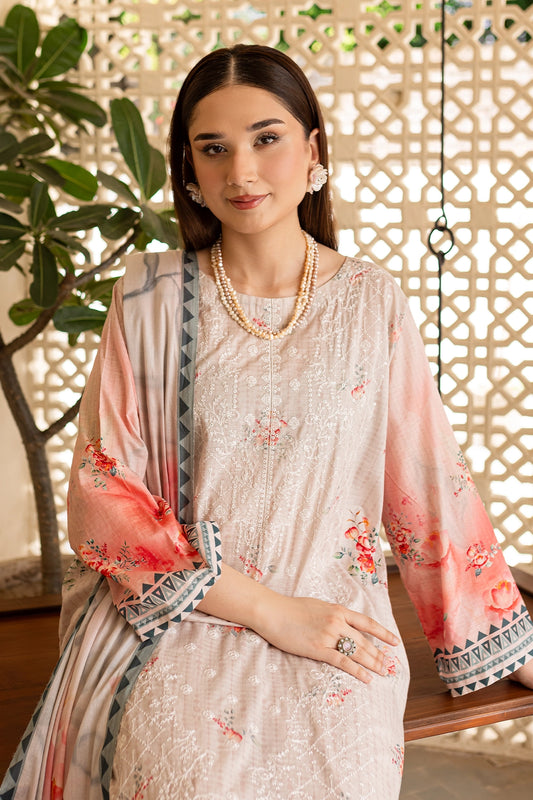 3 PIECE - PREMIUM EMBROIDERED LAWN - 019