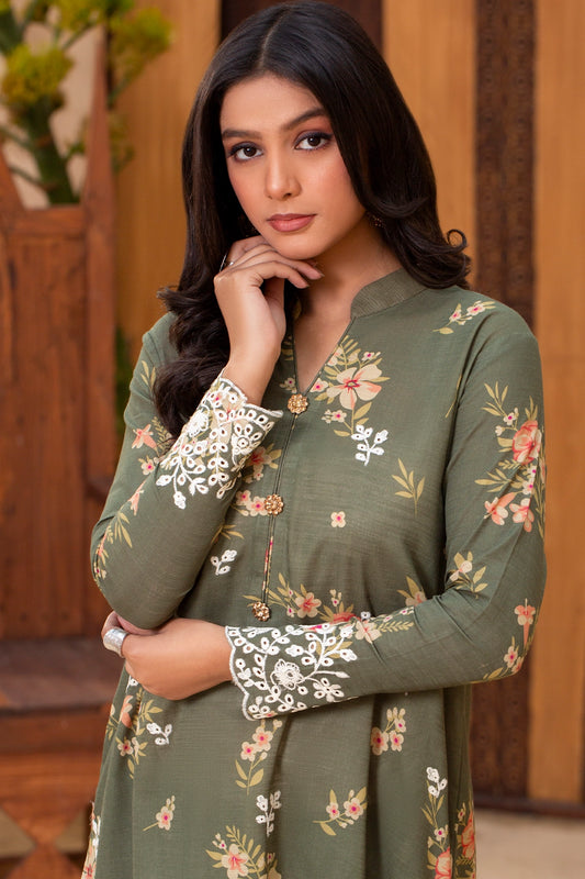 2 Piece - Premium Embroidered Khaddar - 9352