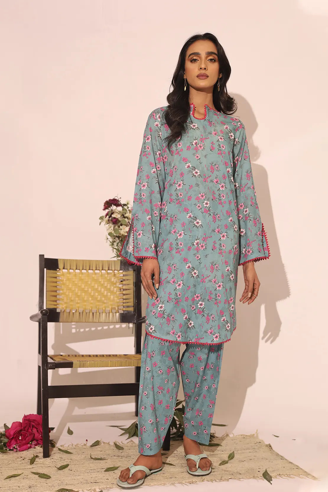 2 Piece - Printed Lawn Co-ord Set – 7480