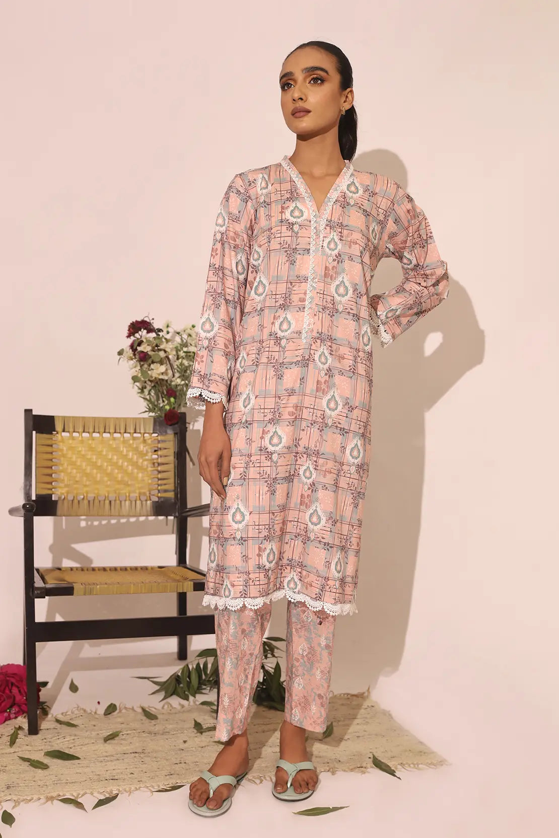 2 Piece - Printed Lawn Co-ord Set – 7472