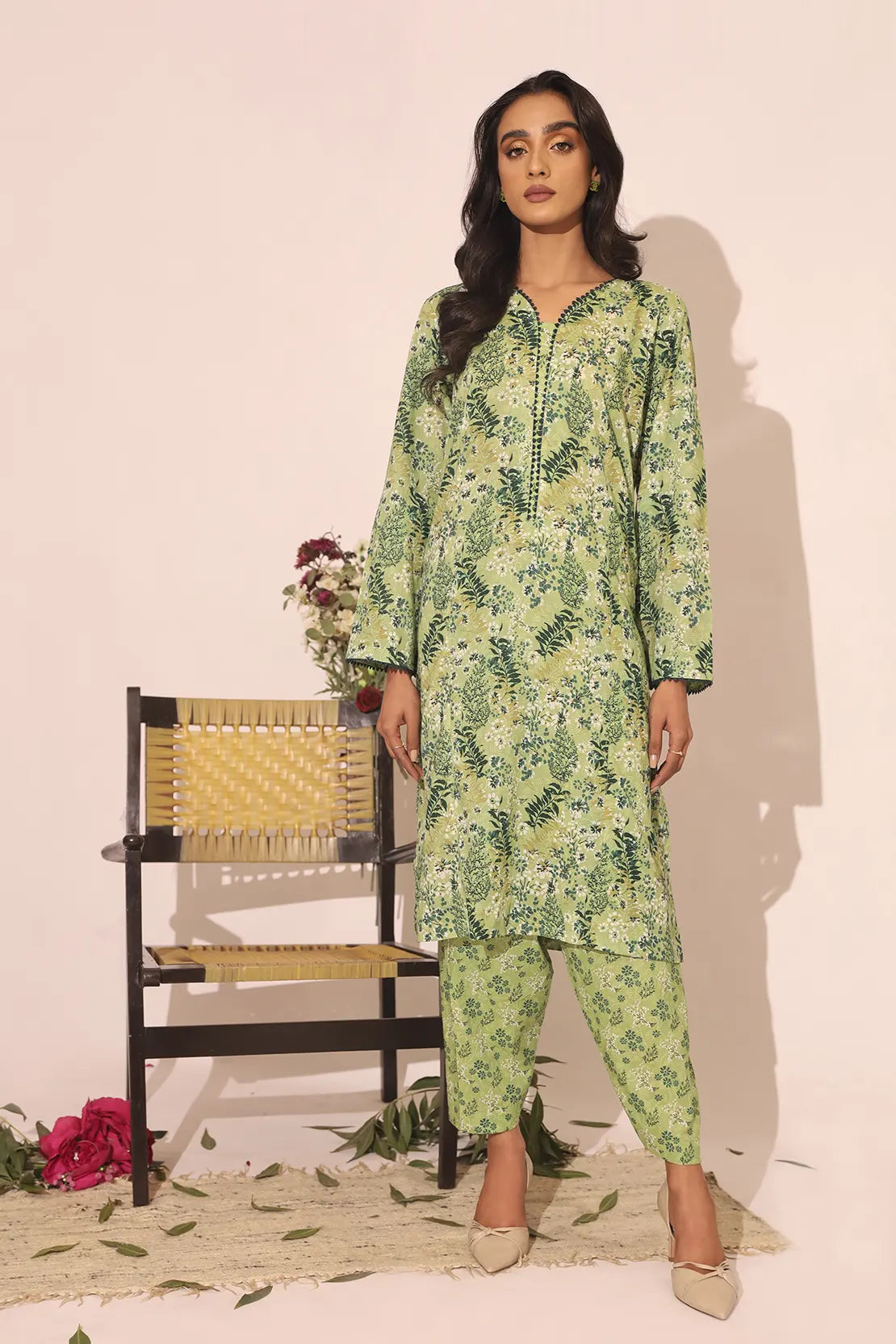 2 Piece - Printed Lawn Co-ord Set – 7473