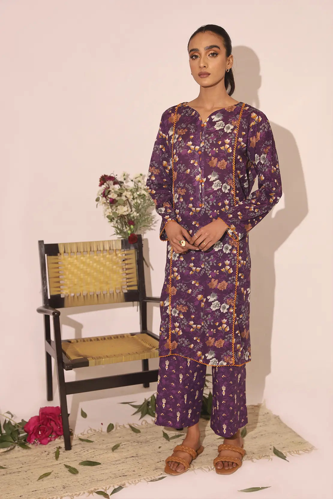 2 Piece - Printed Lawn Co-ord Set – 7474
