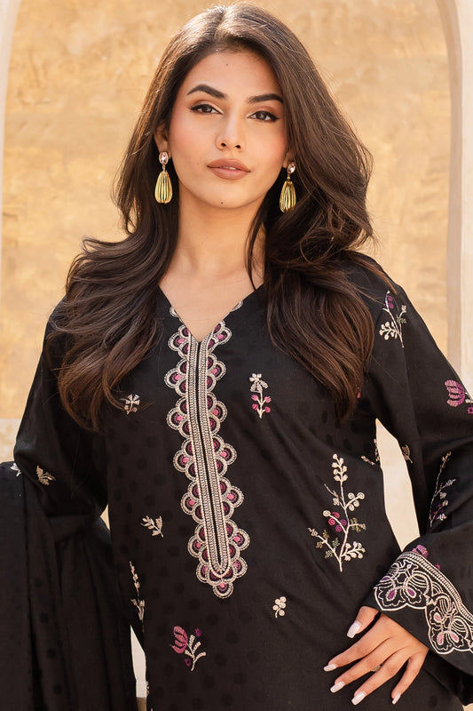 3 Piece - Premium Embroidered Dhanak Wool - 4004