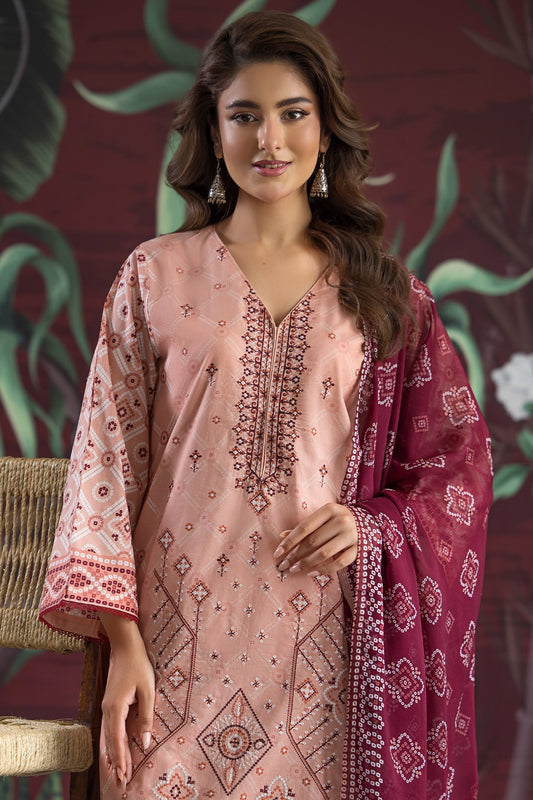 3 Piece - Premium Embroidered Lawn - 535