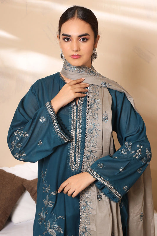3 PIECE - PREMIUM EMBROIDERED LAWN - 7771