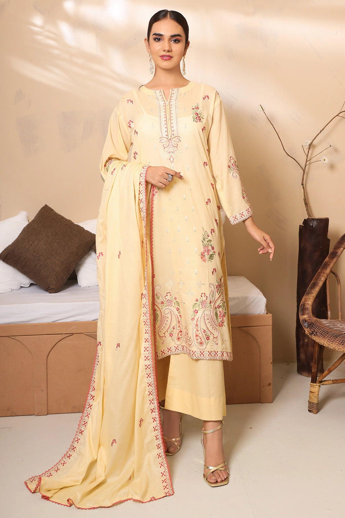 3 PIECE - PREMIUM EMBROIDERED LAWN - 7775