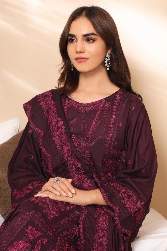 3 PIECE - PREMIUM EMBROIDERED LAWN - 7777