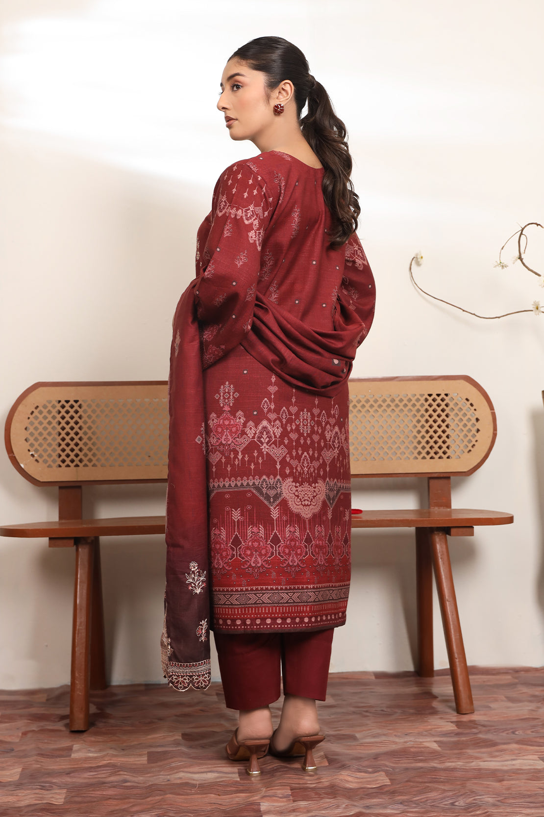 3 PIECE - EMBROIDERED DHANAK - 80