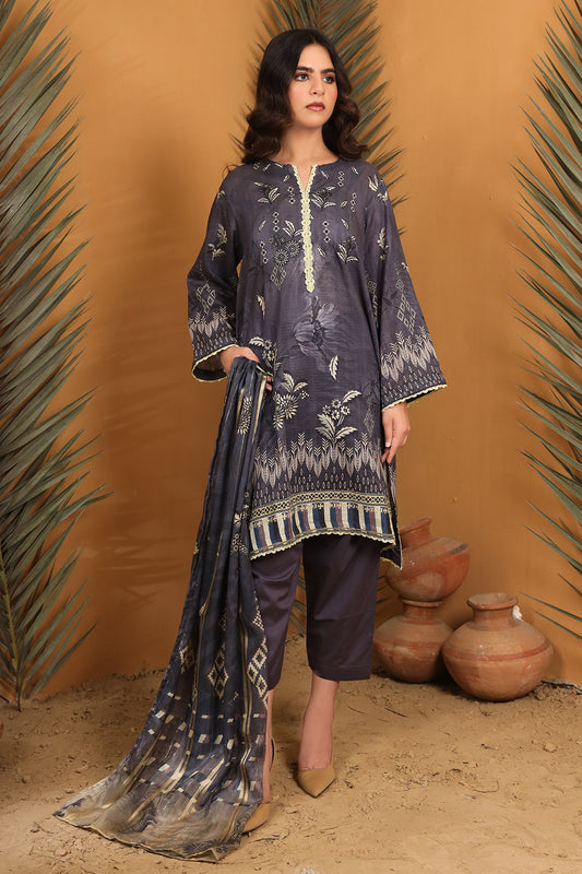 3 Piece - Embroidered Lawn - 8890