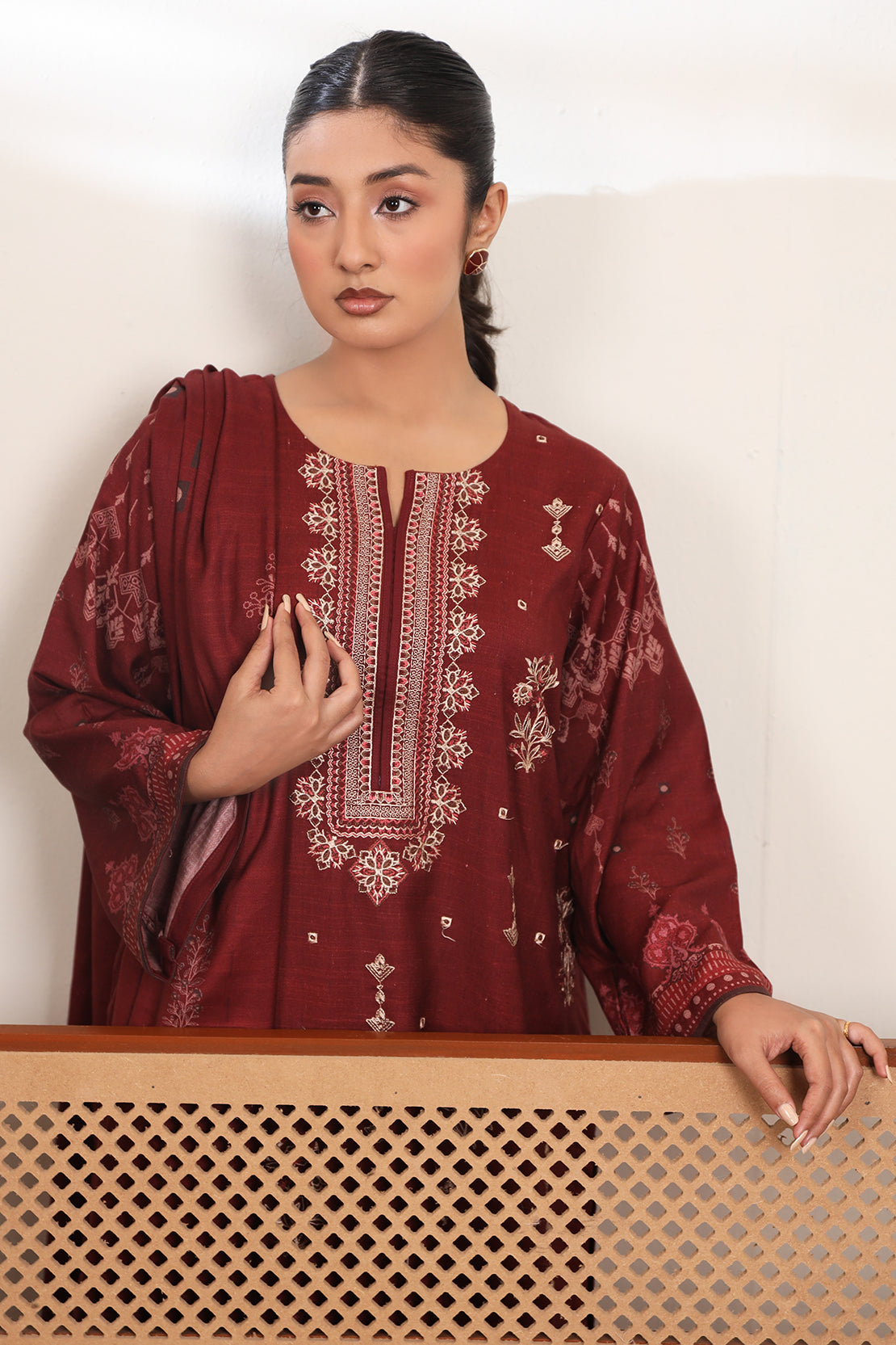 3 PIECE - EMBROIDERED DHANAK - 80