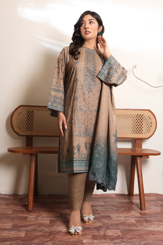 3 PIECE - EMBROIDERED DHANAK - 74