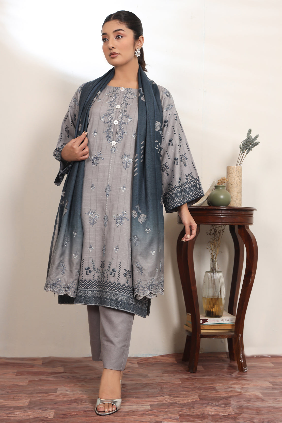 3 PIECE - EMBROIDERED DHANAK - 76