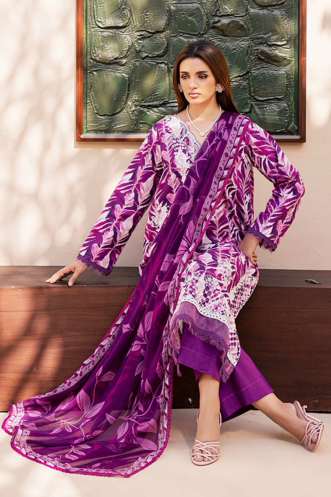3 Piece - Premium Embroidered Lawn - 3736