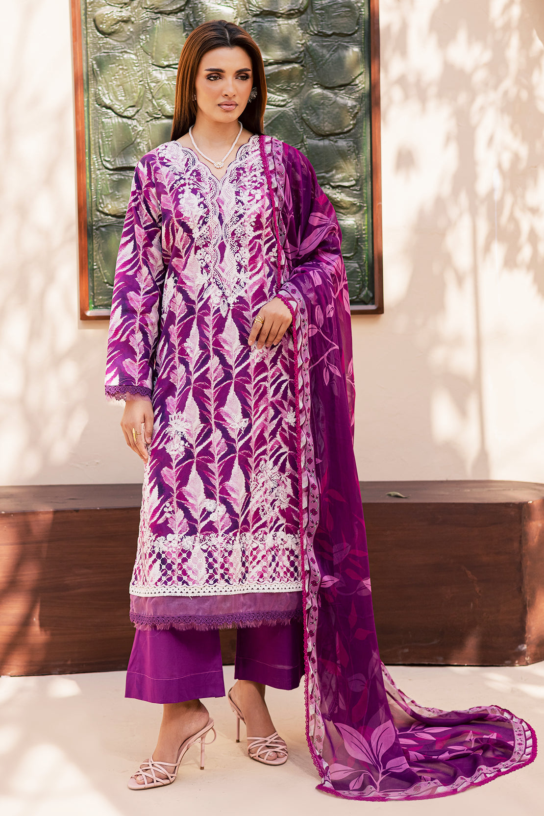 3 Piece - Premium Embroidered Lawn - 3736