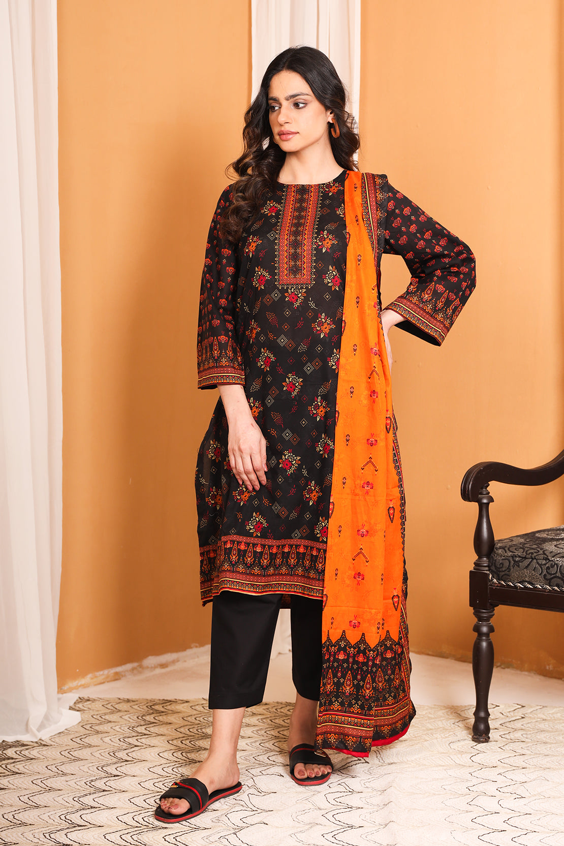 3 Piece Digitally Printed Lawn - 7786