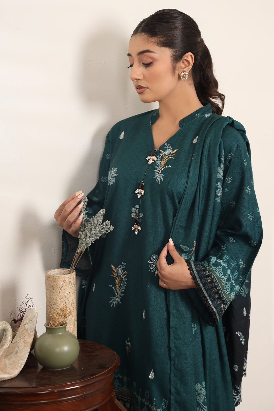 3 PIECE - EMBROIDERED DHANAK - 77